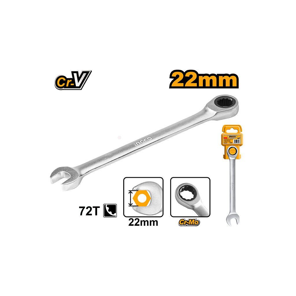 KOMBİNE CIRCIR ANAHTAR 22 MM ENDÜSTRİYEL HCSPAR221-İNGCO