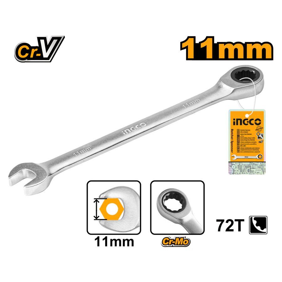 KOMBİNE CIRCIR ANAHTAR 11 MM ENDÜSTRİYEL HCSPAR111 INGCO