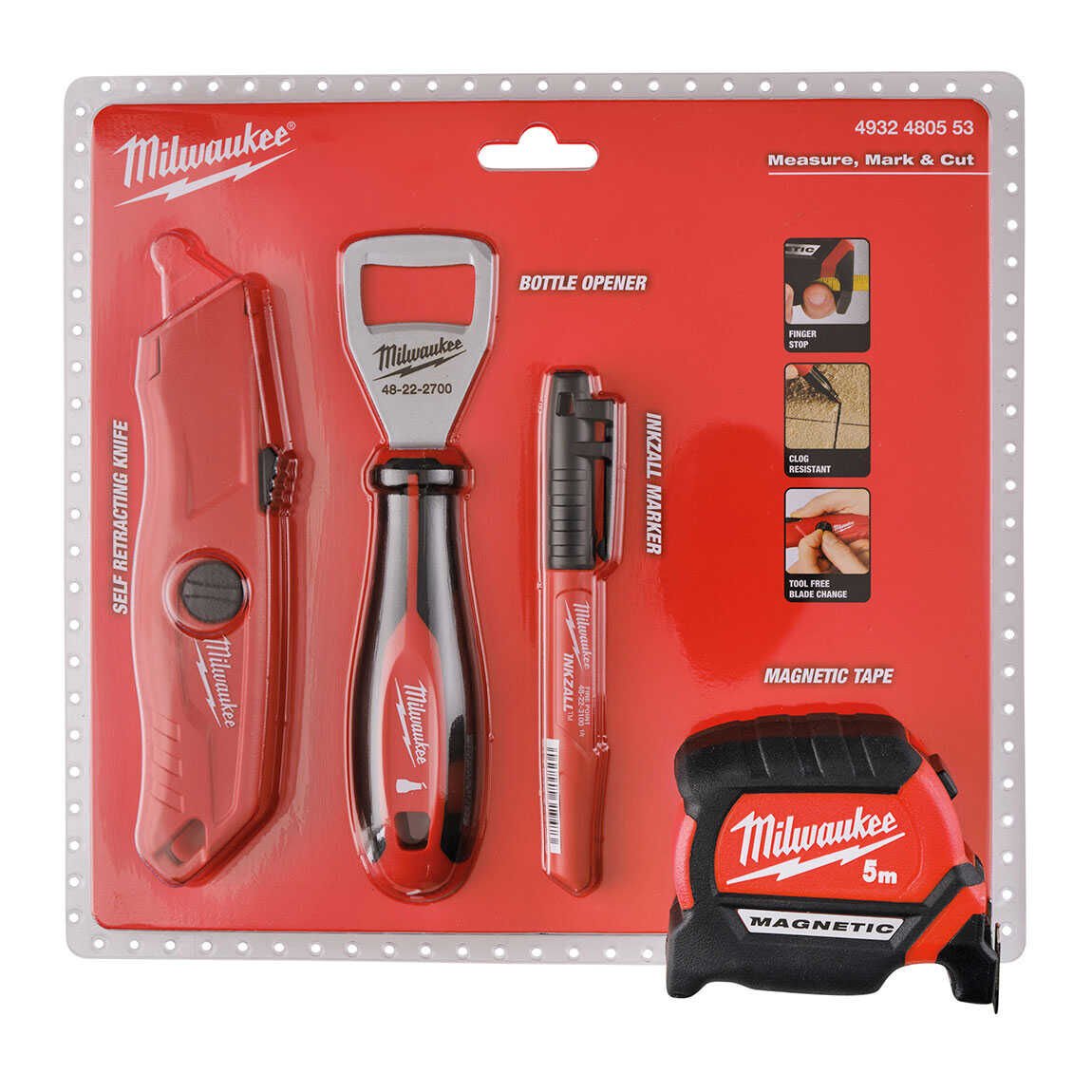 MİLWAUKEE Promo Set 5Mt Metre + Maket Bıçağı + Marker + Şişe Açacağı (T4932480553)