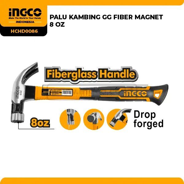 INGCO HCHD0086 FİBERGLASS SAPLI ÇATAL ÇEKİÇ 220G ENDÜSTRİYEL